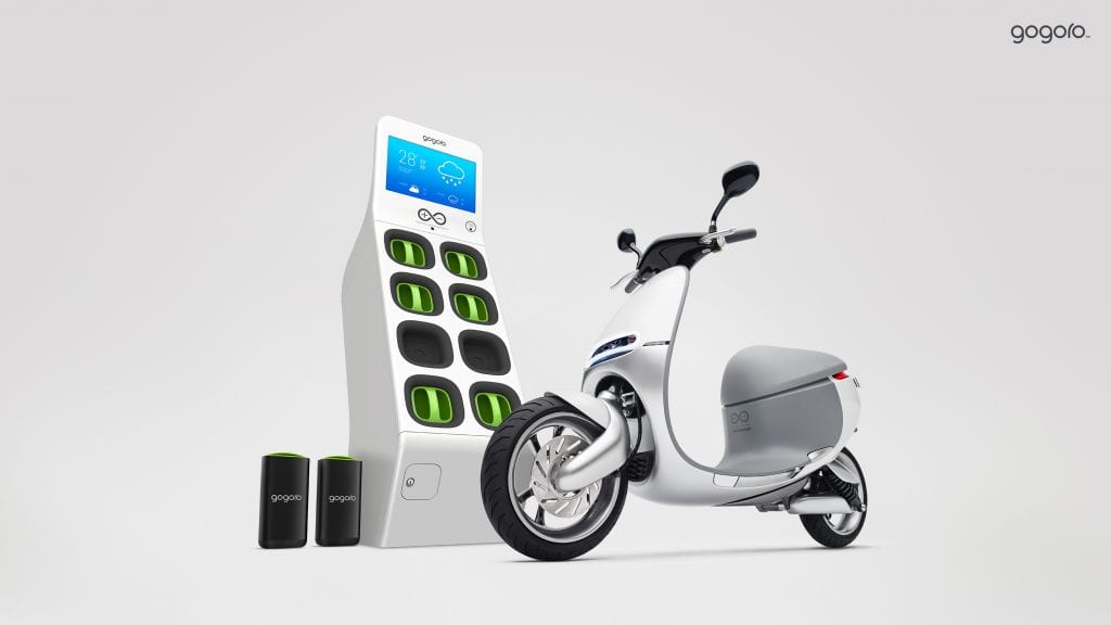An image of a scooter nearGogoro's battery swapping network